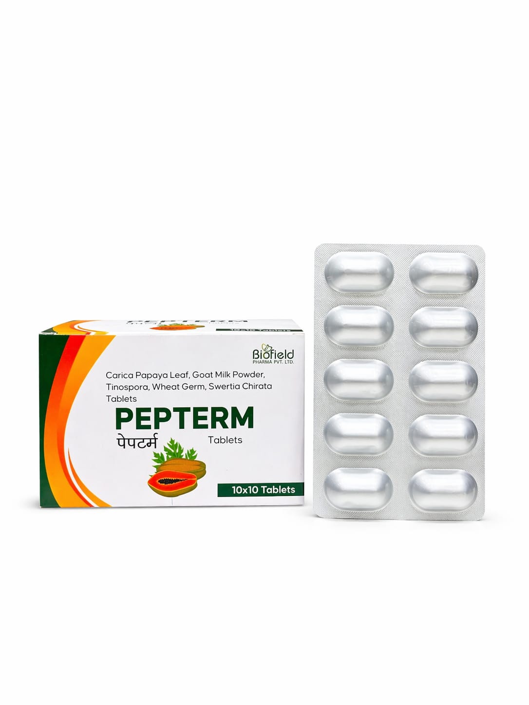 -Carica Papaya Leaf 1000 mg + Goat Milk Powder 100 mg + Tinospora 150 Mg + Wheat Germ Oil 40mg Swartia Chirata 125 mg tablet for PCD